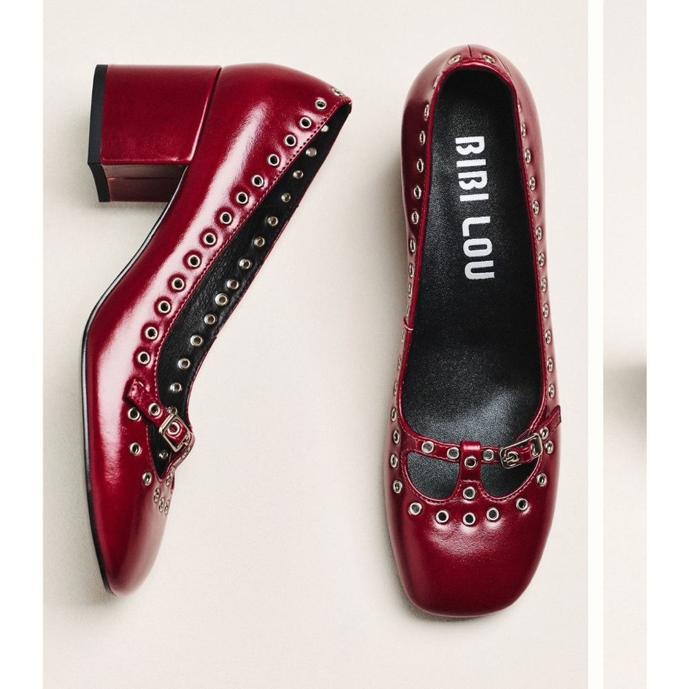 Bibi Lou Grommet Mary Jane Block Heels